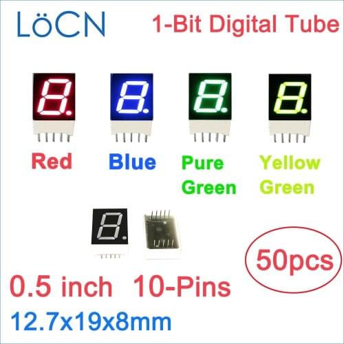 0.5 inch RED 1 Bit 0.5" digital tube LED Display GREEN BLUE WHITE 5101AS 5101AH Nixie tube Common cathode anode high bright
