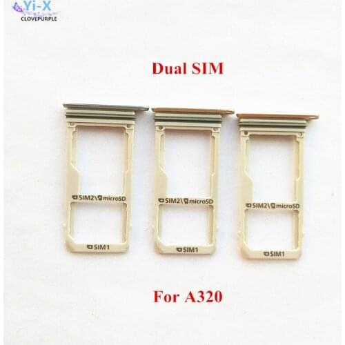 10PCS/Lot Dual/Single SIM Card Tray Holder Slot Adapter For Samsung Galaxy A3 2017 A320 Replacement Parts