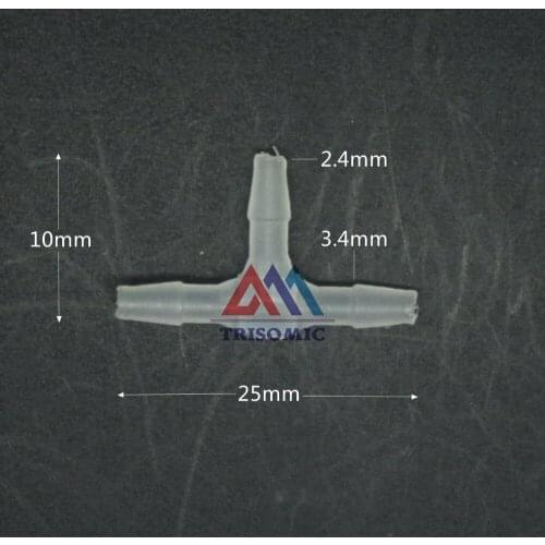2.4mm T tpye equant Connector Equal Tube Joiner Material PP Plastic Fitting Fish Tank Airline Aquarium