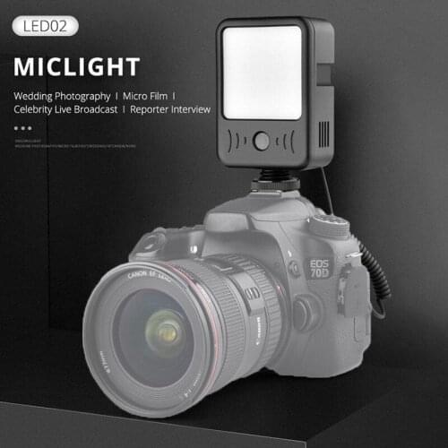 2 in 1 LED Video Light Microphone Mini LED 6500K 49 Bead Lamp for DSLR Camera Camcorder DVR Built-in 2000mA lithium Battery