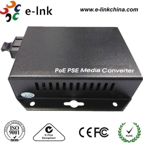 25.5W SM Dual Fiber Wall-Mounted 10/100Mbps Fast Ethernet PoE/PSE Media Converters