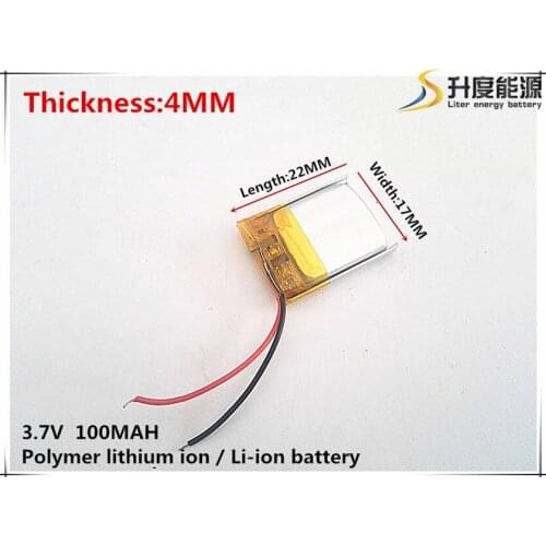 3.7V,100mAH,[401722] PLIB; polymer lithium ion / Li-ion battery for GPS,mp3,mp4,mp5,dvd,bluetooth,model toy