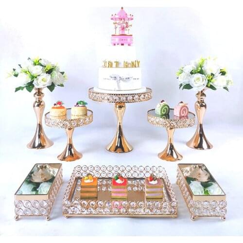 Gold 3-9pcs electroplate Wedding cake stand set Cupcake Display Stand Dessert Birthday Party Dessert Cupcake Plate Rack