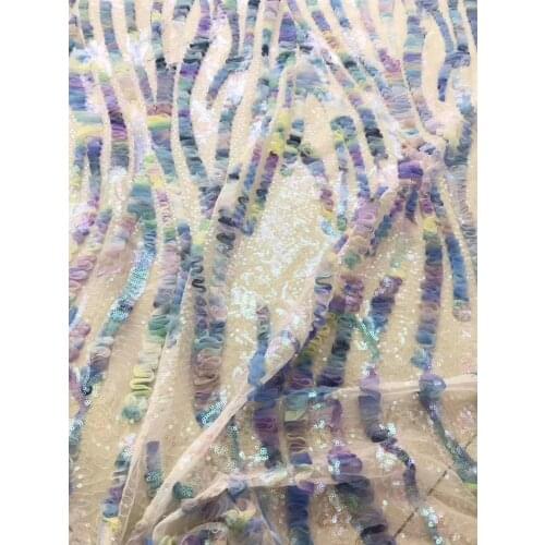 5yards/bag Colorful embroidery sequins ruffled flannelette new high - grade fabric for wedding dress design XHXP02