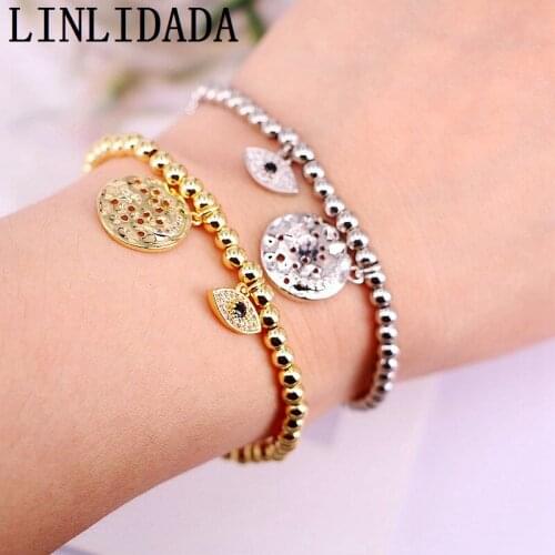 6Pcs Female CZ Micro Pave Pendant Jewelry Elegant Handmade Copper Beads Bracelet Fashion For Ladies Decorate