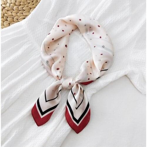 70*70cm Luxury Coffee Beans Prints Scarf Square Women Shawls Wraps Fashion Office Small Hair Neck Hijabs Scarves Neckerchief
