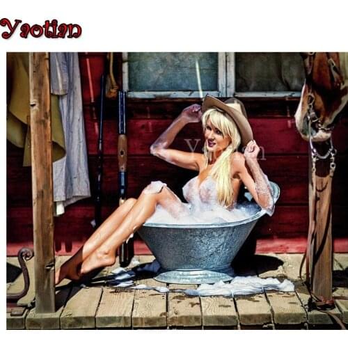 FULL Mosaic Pattern 5D DIY Diamond Embroidery Naked Woman Bathing diamond painting cross stitch bathroom decoration art