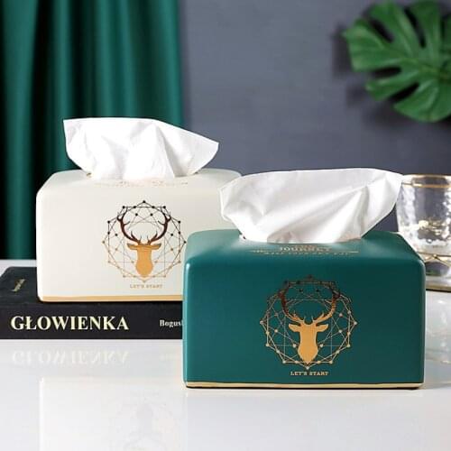 American household tissue box, dining table paper drawing box, tea table decoration, Nordic simple drawing box ceramics