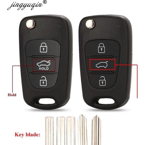 Jingyuqin 10pcs/lot Remote Flip Key Shell For Hyundai Avante I30 IX35 Kia K2 K5 Sorento Sportage 3 Button Car Folding Key Case
