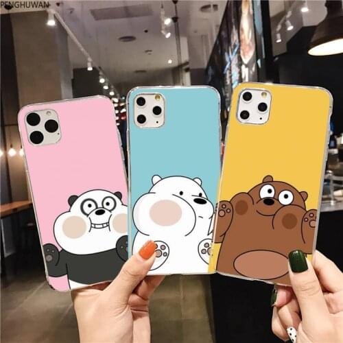 Cartoon Funny Bear Panda Pattern black Phone Case Hull for iphone 12 pro max 11 pro XS MAX 8 7 6 6S Plus X 5S SE 2020 XR cover