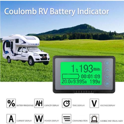 Battery Monitor DC 10-120v 350A digital coulomb meter AH SOC CAR RV Remaining Capacity lead-acid Li-ion lithium 12v 24v 36v 48v