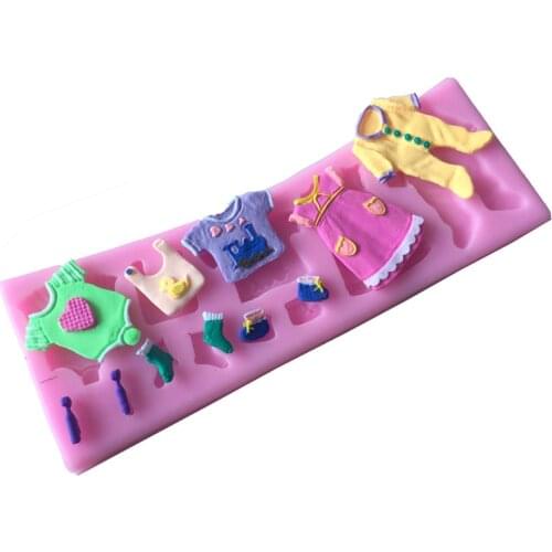 Baby Clothes Clothesline Fondant Cake Molds Soap Chocolate Mould For The Kitchen Baking D468