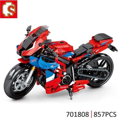SEMBO 857Pcs City High-tech Off-road Racing Motorbike Building Blocks Creative Motorcycle Model Bricks Toys Gifts For Children