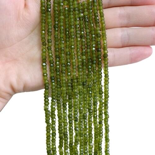 Jewelry Making 2x4mm Stone Green Jades Chalcedony Loose Faceted Abacus Beads for DIY Necklace Bracelet Spacers Finding 14" A148