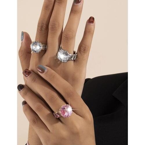 Elegant rings for Women Sliver Color Wedding Engagement fashion Jewelry With Full Shiny female ring