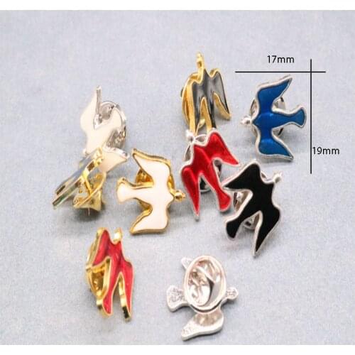 Christian flat dove brooch Jesus cross. 100 colors are optional. Catholic peace dove brooch