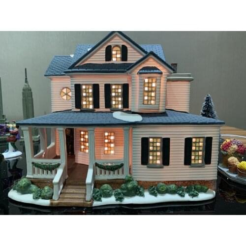 Ceramic Hand Painted Night Light House Building Scene Crafts Handcrafts Modern Home Furnishing Living Room Ornaments Gift