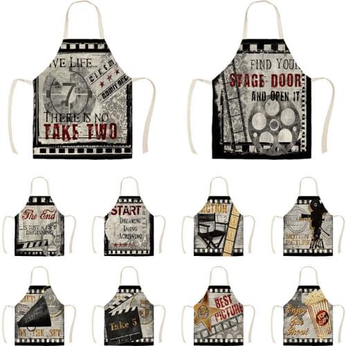 MoiveThere is Not Take Two Live Life Kitchen Aprons for Woman Man Home Cooking Baking Shop Cleaning Cotton Linen Apron WQG684