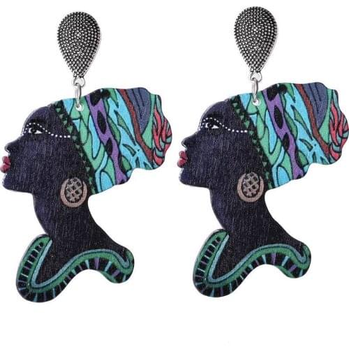 Personality Indian National Resin Wood Earrings Funny Exaggerated Ear Hook Womens Fashion Creative Party Jewelry Birthday Gift