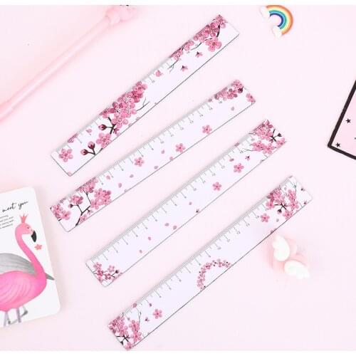 18cm Kawaii Magnetic Flamingo Straight Ruler Cute Pink Panther Template Scale Drawing Rulers For School Korean Stationery