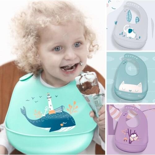 Cartoon Silicone Baby Bibs Waterproof Baberos Baby Girl Boy Bibs Feeding Stuff Infant Children Toddler Apron Slabbetjes Bavoir