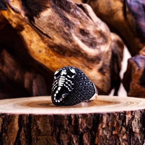 925 Sterling Scorpion Silver Ring for Men Zircon Stone Jewelry Fashion Vintage Gift Onyx Aqeq Mens Rings All Size
