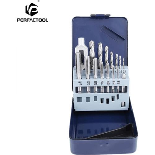 15 pcs tap set with twist drill and tap wrench