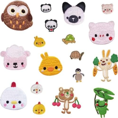 Cartoon Animal Patches Embroidery Pig Bear Patches for Clothing Sew-On Appliqued Repair Hole DIY Garment Apparel Accessories