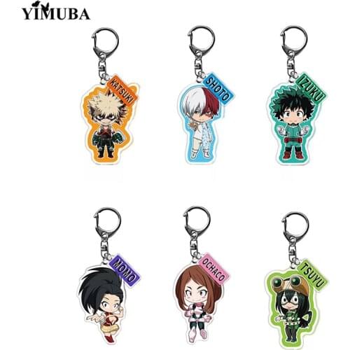 2020 New My Hero Academia Keychain Boku No Hero Academia Two Side Acrylic Pendant Key Chain Ring Anime Accessories Otaku Jewelry