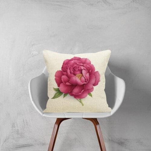 45*45cm Single-sided Peach Skin Home Pillowcase Fashion Handmade Flowers Printed Cushion Cover For Living Room Sofa Hotel Home