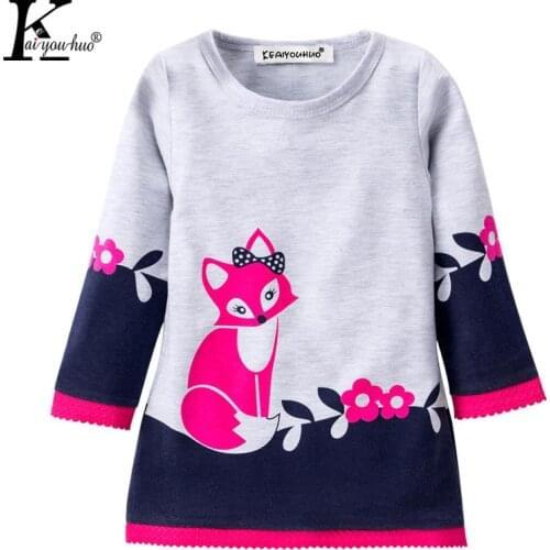 Autumn Girls Dress 2018 Winter Vestidos Infant Long Sleeve Kids Clothes Cotton Fox Dresses For Girls Costume Children Clothing