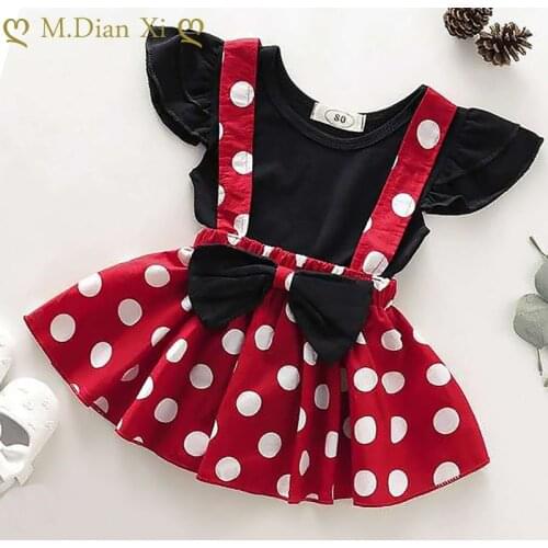 0-3Y Infant Baby Girls Clothes Sets Cartoon Minnie Newborn Baby Girls Clothes 2PCS T-shirt+Skirt Toddler Baby Kids Clothing Sets