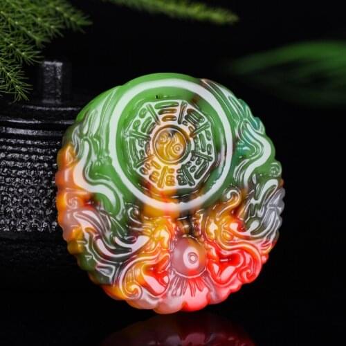 Natural Color Hand-carved Jade Pendant Jewelry Necklace Fashion Gift Color Men and Women Necklaces