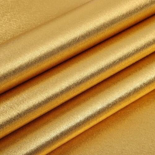 Simple European-Style Gold Foil Wallpaper Solid Color Gold Fine Drawing Wallpaper Hotel Ceiling Club PVC Wallpaper