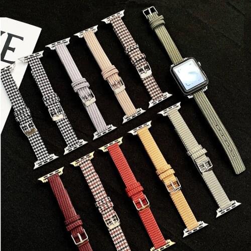 Leather strap for Apple watch band 44mm 40mm iWatch band 38mm 42mm Houndstooth watchband bracelet Apple watch series 5 4 3 6 se