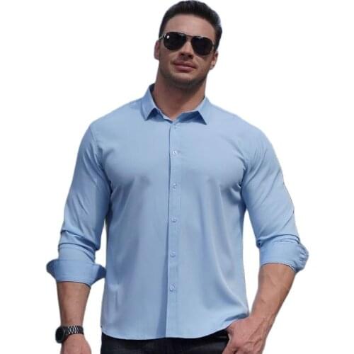 Autumn 10XL 12XL 11XL Large Size Men Shirt long Sleeved purple Black Blue Business formal Mens oversize office Shirt Plus size
