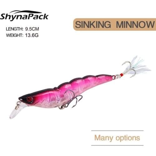 Shrimp Fishing Lures 13.6G/9.5Cm Minnow Swimbait Bass Sinking Wobblers pike Artificial Hard Bait Jig Sea Carp Fishing Equipment