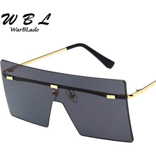 WarBLade High Quality Sunglasses Women Square Blue Pink Brown Metal Rimless Sun Glasses For Men Male 2019