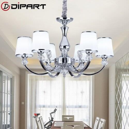 Modern LED Chandeliers for Bedroom Lighting Fixtures Luxury lustre de Silver Chandeliers For Living Room Glass lamp dining
