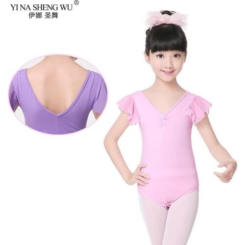 Newest Summer Girls Dance Clothes Children Gymnastics Leotard Kids Dance Ballet Underwear Practice Leotard Costumes Chiffon