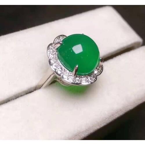 Careful design of emerald 925 silver inlaid with live ice Emerald rectangle women ring Resizable