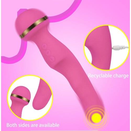Heating AV Stick Vibrator for Women Double Motor Magic Wand Massager G Spot Clitoris Stimulator Dildo Vibrator Sex Toy for Women