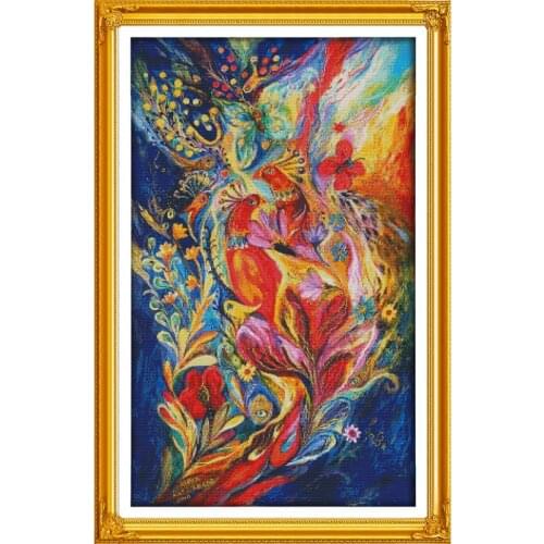 Cross Stitch Colorful Peacocks DMC 11CT 14CT Stamped Embroidery Kits Counted Cross-stitch Embroidery Home Decor Needlework Sets