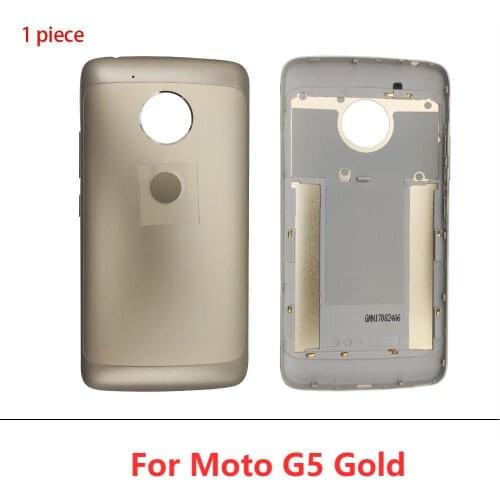 Back Battery Cover Rear Door Housing Case With Glue Sticker Adhesive + Side Key Button Replacement Parts For Moto G5