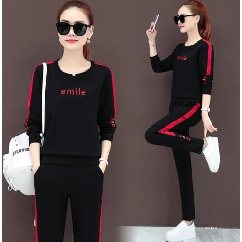 Letter Embroidery Tracksuit Women Two Piece Set Spring Autumn Clothes Long Sleeve Pullover Top + Pants Sweat Suit Casual Outfits