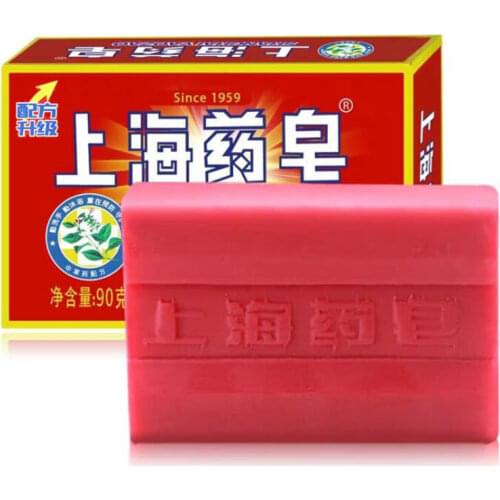 1Pc 90g Skin Care Handmade Soap Transparent Red China Medicated Soap for Acne Psoriasis Seborrhea Eczema Anti Fungus Bath