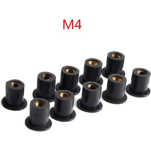 10pcs black M4/M5/M6 Rubber Well Nuts Blind Fastener Windscreen Windshield Fairing Cowl Fastener Accessories for Motorcycle