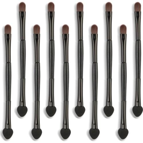 10Pc Double-Headed Eyeshadow Brushes Eye Shadow Stick Nylon Bristle Sponge Head Soft Bristles Makeup Brushes Cosmetic Brush Tool