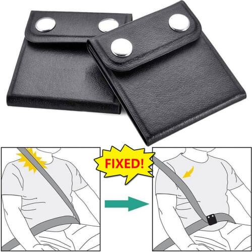 2pcs Car Seat Belt Adjuster PU Leather Seat Belt Clip Universal Safety Comfort Shoulder Neck Protector Positioner Locking Clip