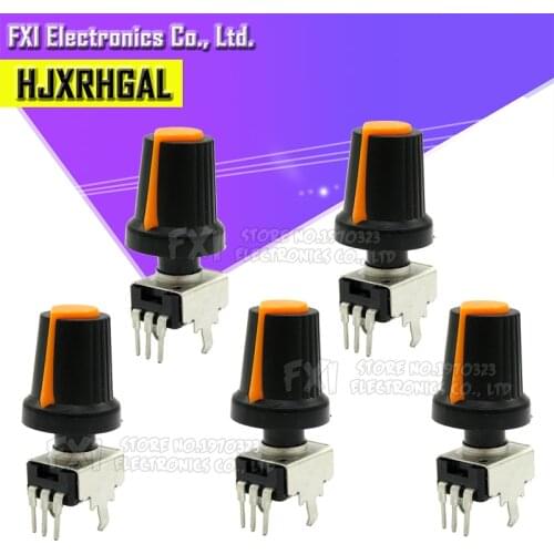5Set=10PCS RV09 Vertical 1K ~ 500K Ohm Adjustable Resistor 3pin Seal Potentiometer for Arduino with knob Orange cap (5PCS+5PCS)